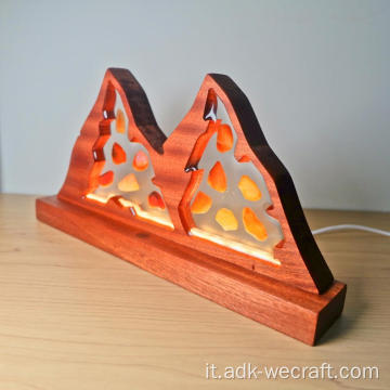 Lampada decorativa in resina in legno di picco gemellata